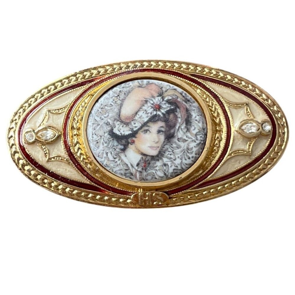 Vintage AVON President's Club Mrs. Albee Enamel Portrait Brooch Pin – 1997/98
